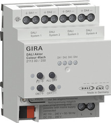 Actuador DALI Colour de 4 elementos para KNX