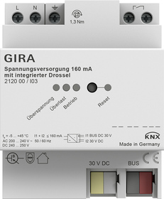 alim.eléctrica 160 mA bob.choke KNX Carril DIN