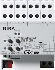 act.regul.uni. 2e 2 x 300 W KNX Carril DIN