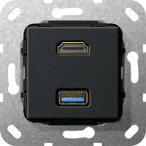 HDMI USB 3.0 A acopl. Mecanismo negro m