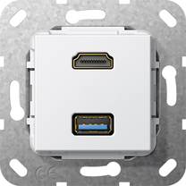 HDMI USB 3.0 A cab.adapt. Mecanismo blanco