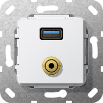 USB 3.0 A m-jack cab.adapt. Mecanismo blanco