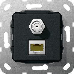 CM RJ45 cat.6A 10 Gb con.hem.F acopl. Mecanismo negro m