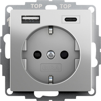 SCHUKO SH alim.eléctrica USB 2e tipo A/C System 55 acero inox.(pint.)