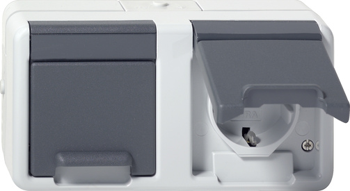 dob.SCHUKO horiz. TA Mont.sup. prot.agua gris